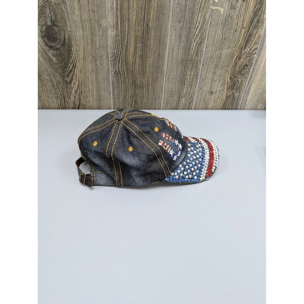 USA Hat Size 18 Adjustable America‎ Flag Patriotic Sequins Embellished